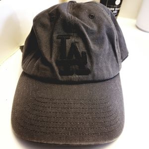 grey and black LA dad hat